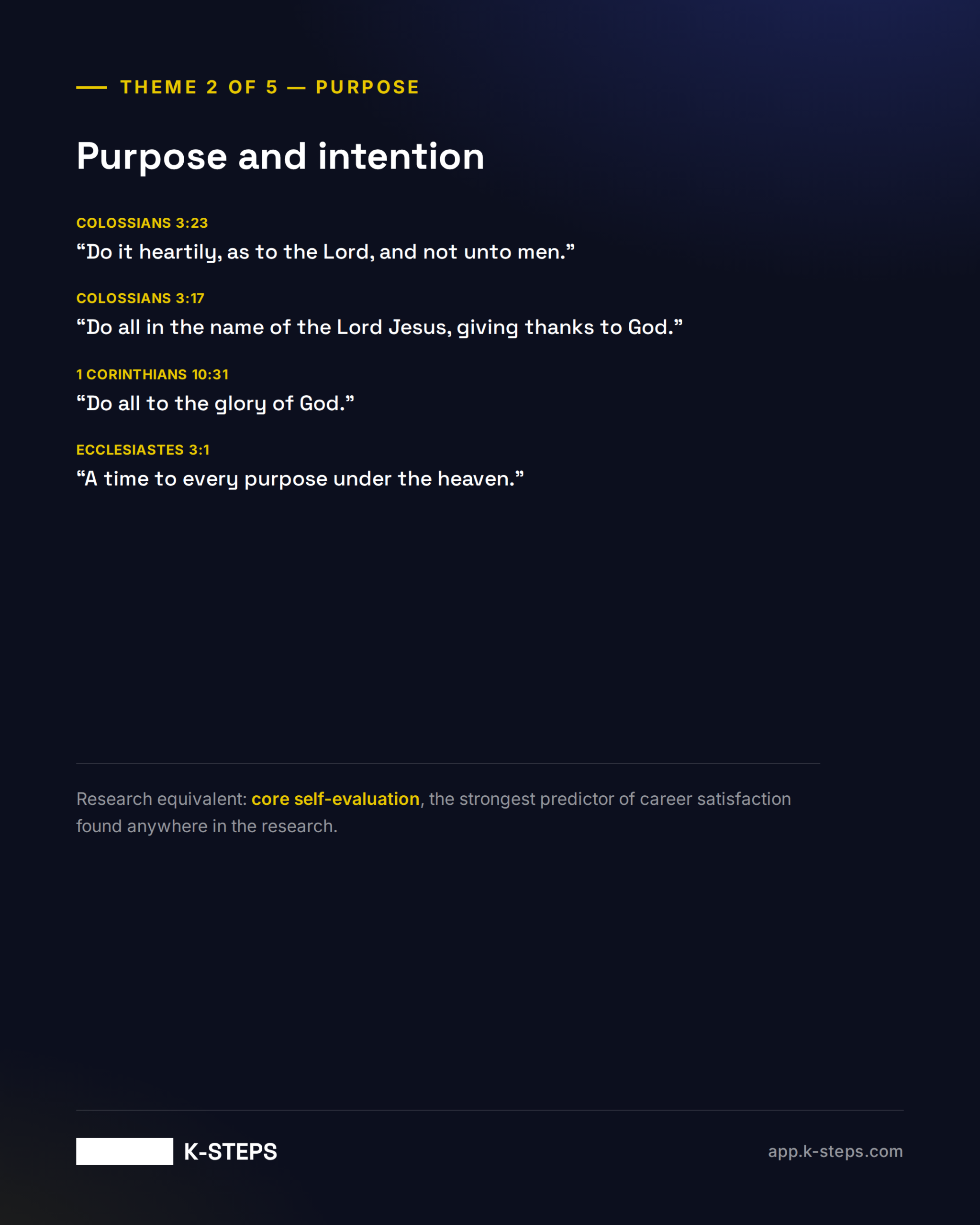 purpose and career fulfillment — reflective career success verse theme